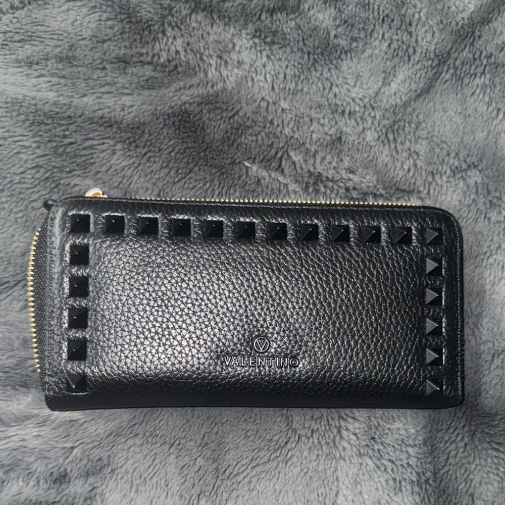 Valentino Black Pebbled Leather Wallet